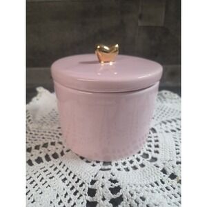 Heart Shaped Trinket  Jewelry Gift Box Pink Ceramic Dish with Lid